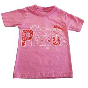 🟢3/$15 Praha Graphic Tee Top Short Sleeve Crewneck Born To Be Wild Pink Size 1